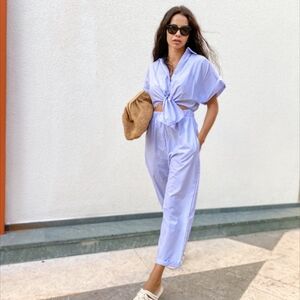 Knotted Poplin Jumpsuit
